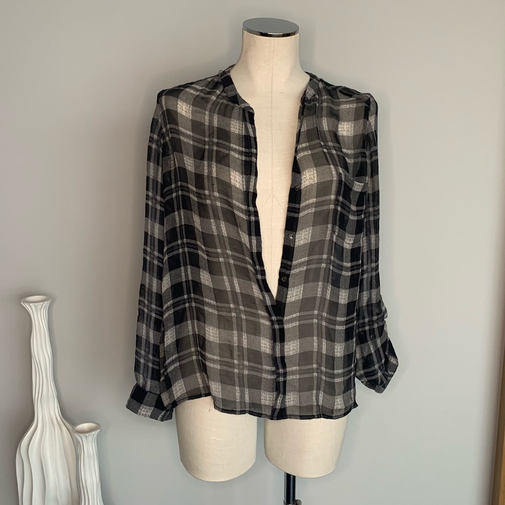 Sheer Black Button Up